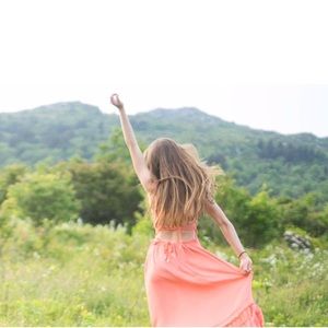 NWOT Boho flowy swing maxi dress, pink, XS